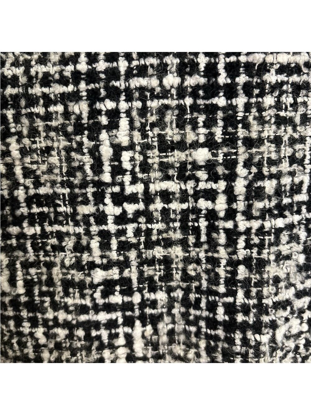 90s JONES NY BLACK & WHITE SALT & PEPPER TWEED JACKET BLACK LEATHER EDGES SZ 14 - Picture 7 of 8
